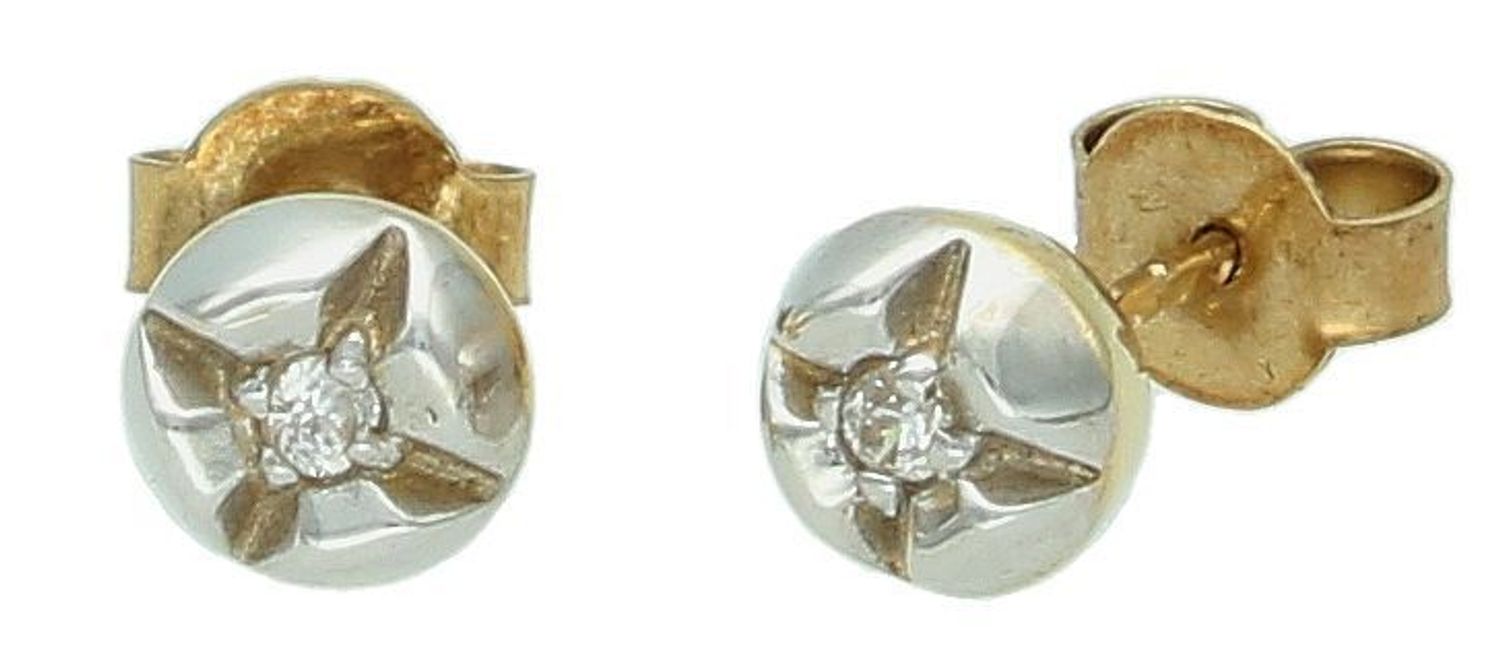 Złote kolczyki damskie 585 kulki z białym złotem i cyrkonią KLC-000000-512-585 Drobne złote kolczyki wykonane z wysokiej jakości żółtego złota, próba 5851.jpg