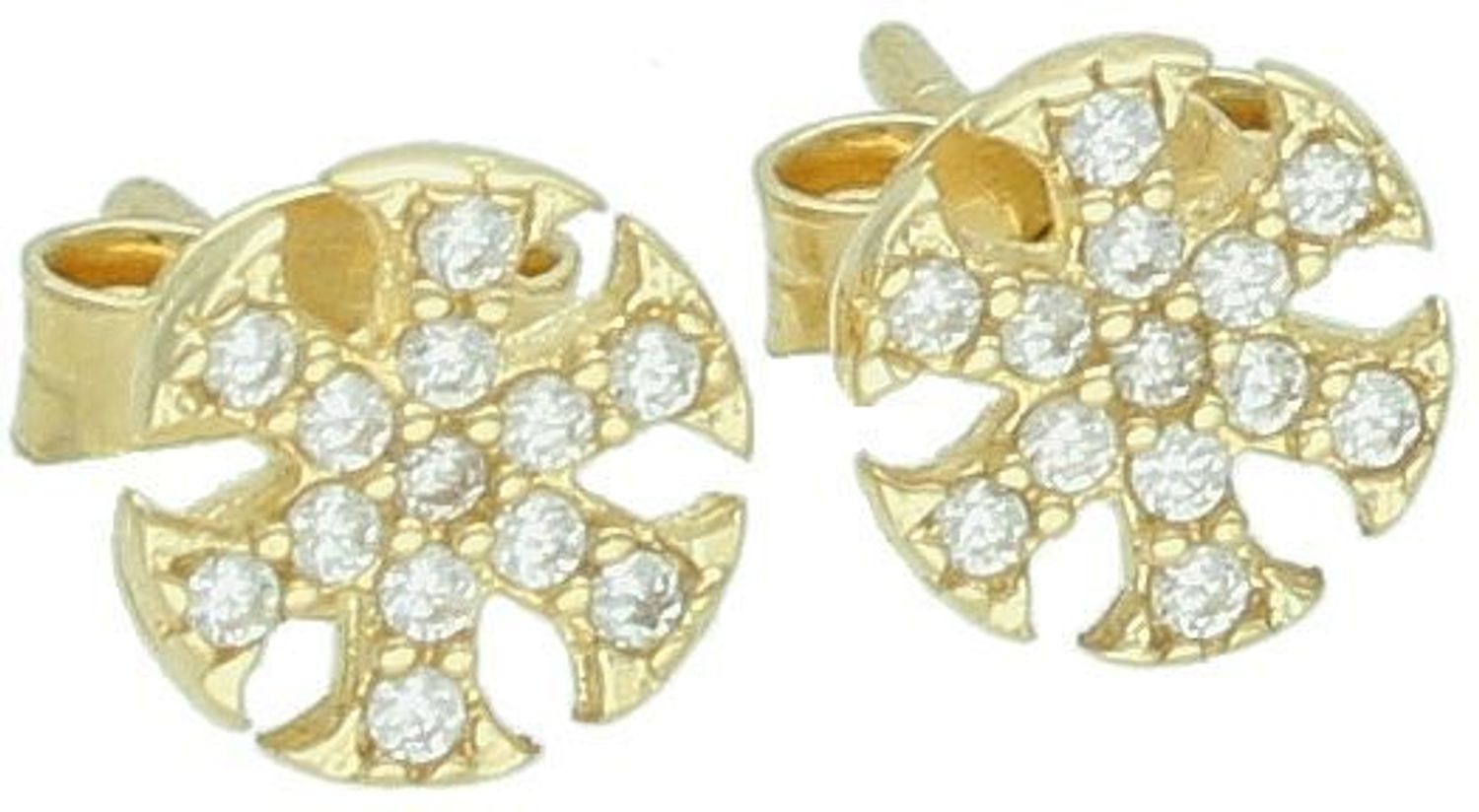 Kolczyki złote 585 śnieżynka z cyrkoniami KLC-000000-513-585 Subtelny blask 14-karatowego białego złota, próby 585 szlachetnego kruszcu, zamknięty w uroczej formie delikatnego kwiatu. 1.jpg