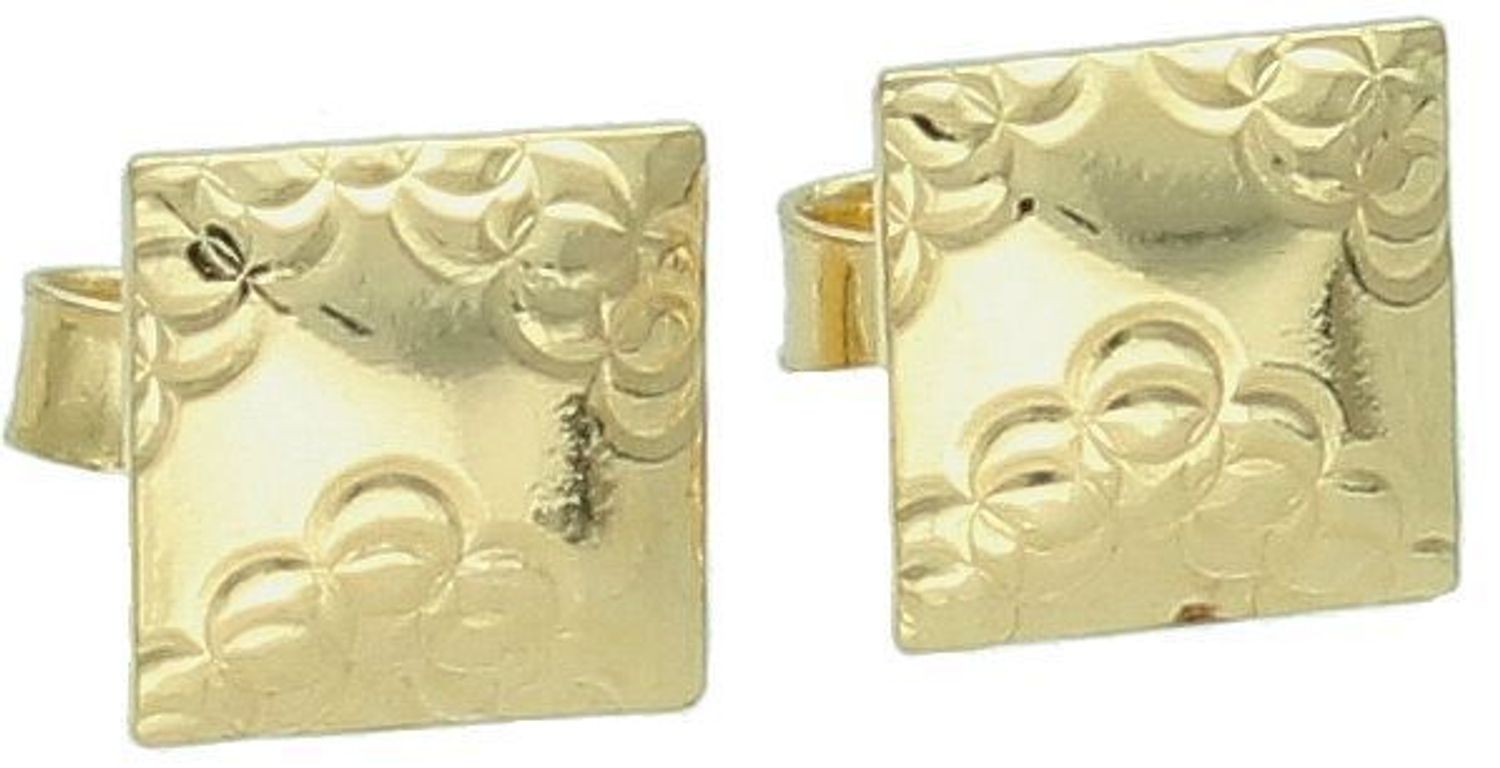 Kolczyki damskie złote grawerowane kwadraty próby 585 KLC-000000-514-585 Stylowe kolczyki wykonane ze złota próby 585. 1.jpg