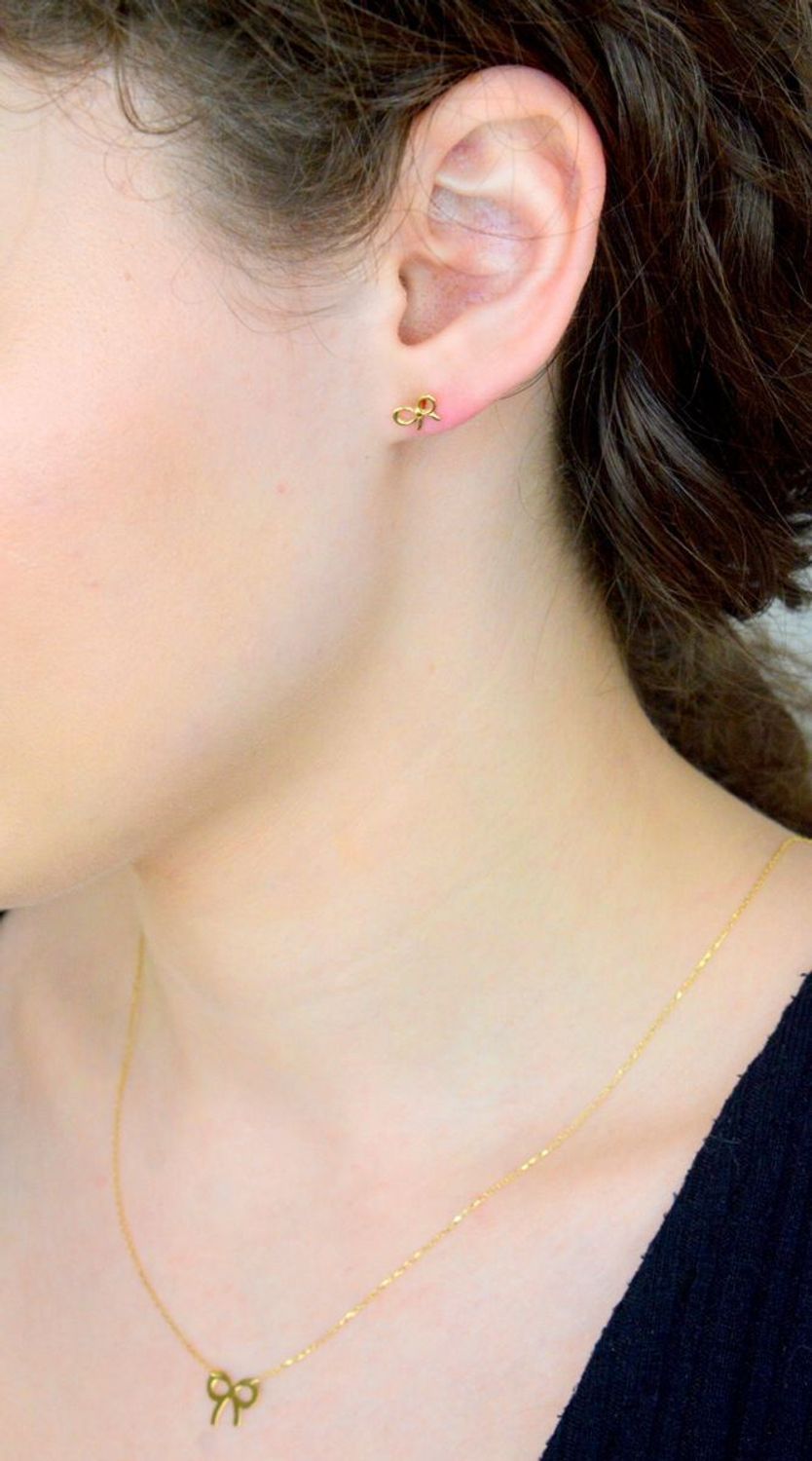 Kolczyki damskie złote kokardki próby 585 KLC-000000-515-585.jpg