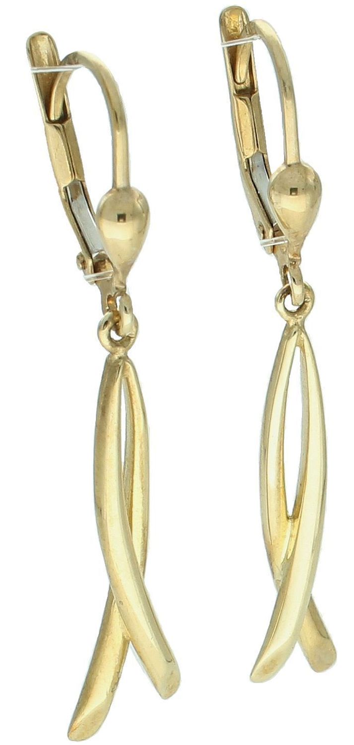 Eleganckie, złote kolczyki wiszące 333 na zapięciu angielskim. Kolczyki wiszące gładkie ze złota.  Kolczyki zostały wykonane z żółtego złota próby 333..jpg