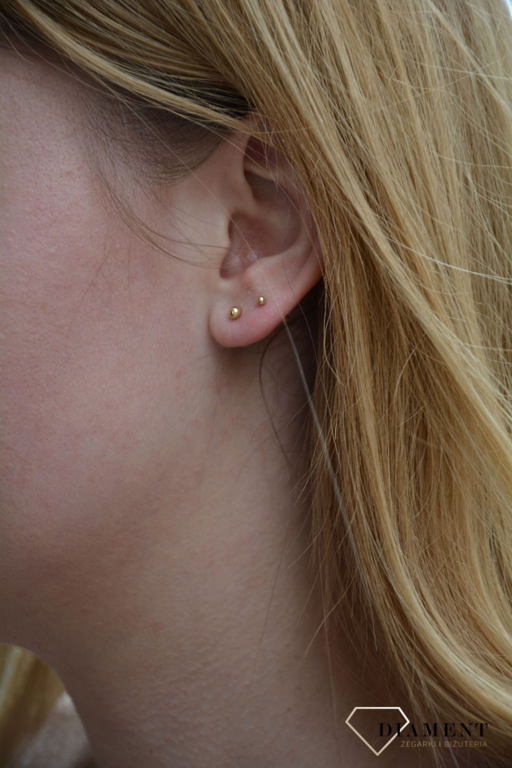 Złote kolczyki 585 małe kulki KLC-000000-546-585.jpg