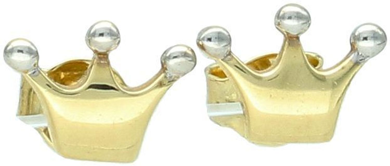 Kolczyki damskie złota korona 585 z białym złotem KLC-000000-548-585 Złote kolczyki zostały wykonane z najwyższej jakości złota próby 585. Złote kolczyki w kształcie korony. 11.jpg