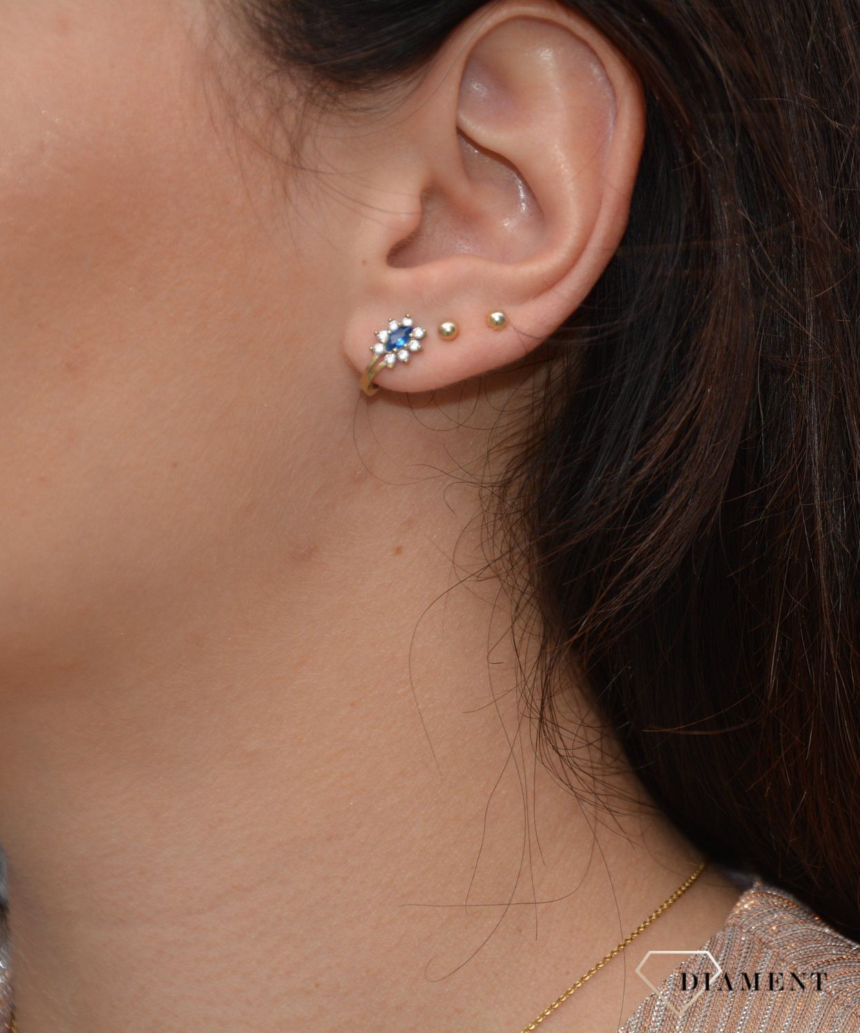 Złote kolczyki dla dziewczynki próba 333 cyrkonia kwiatki.jpg