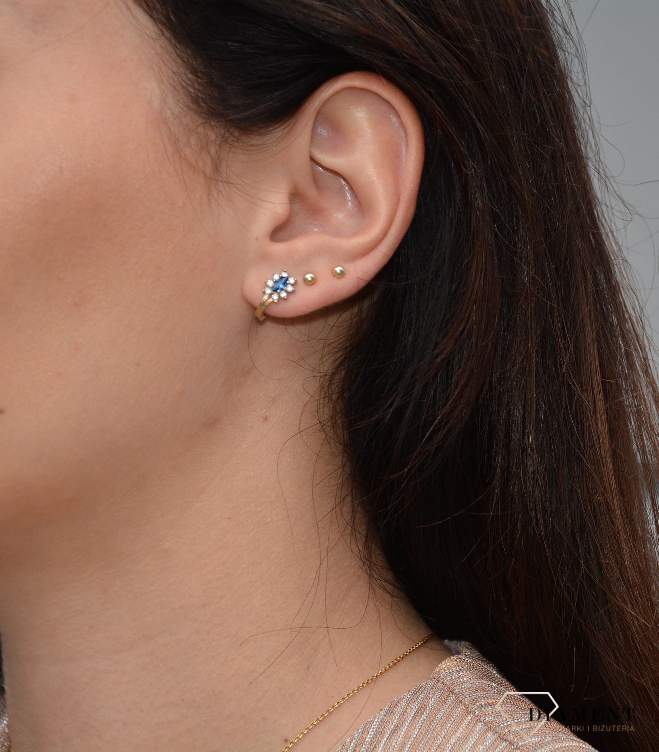 Złote kolczyki dla dziewczynki próba 333 cyrkonia kwiatki.jpg