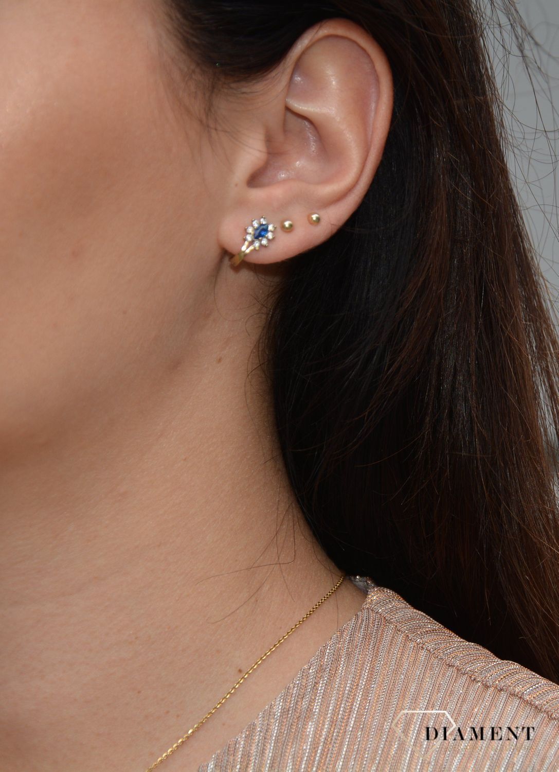 Złote kolczyki dla dziewczynki próba 333 cyrkonia kwiatki.jpg