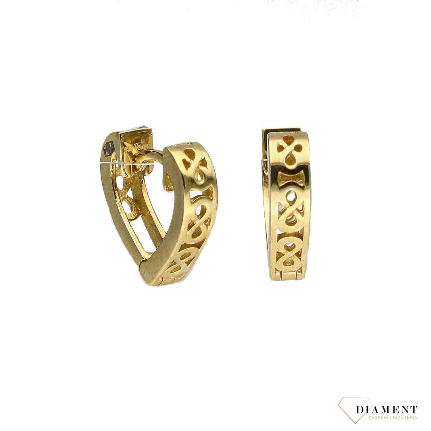 Złote kolczyki 333 serce 'znaki nieskończoności'.jpg