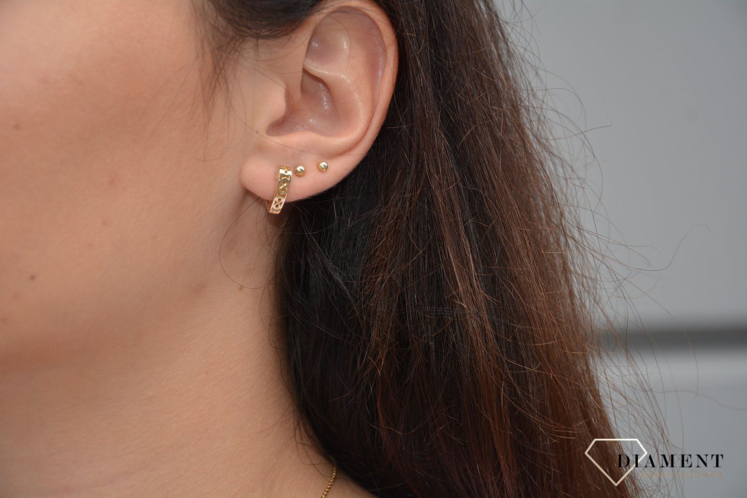 Złote kolczyki 333 serce 'znaki nieskończoności'.jpg