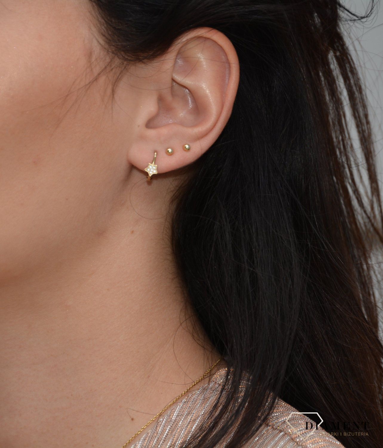 Złote kolczyki dla dziewczynki próba 333 gwiazdka z cyrkonią.jpg