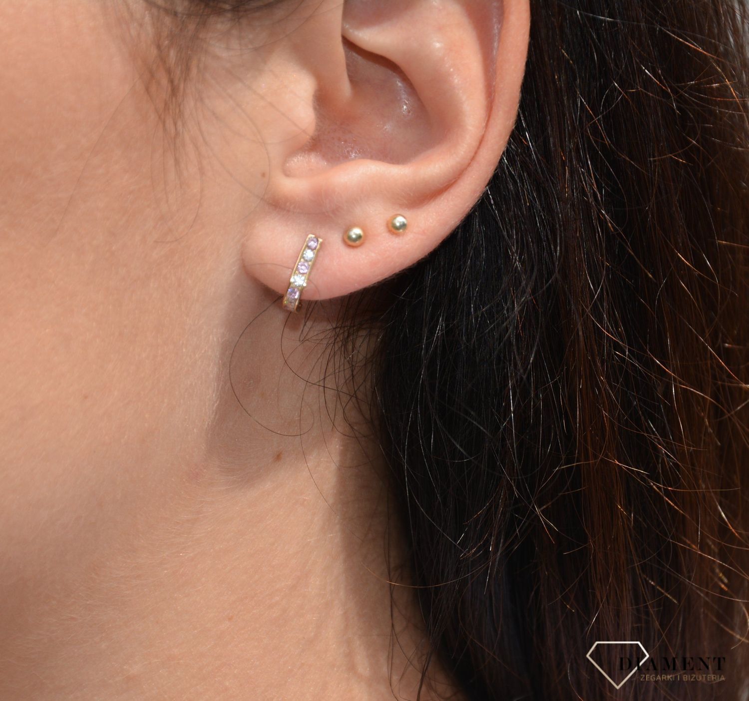 Złote kolczyki dla dziewczynki 333 cyrkonia.jpg