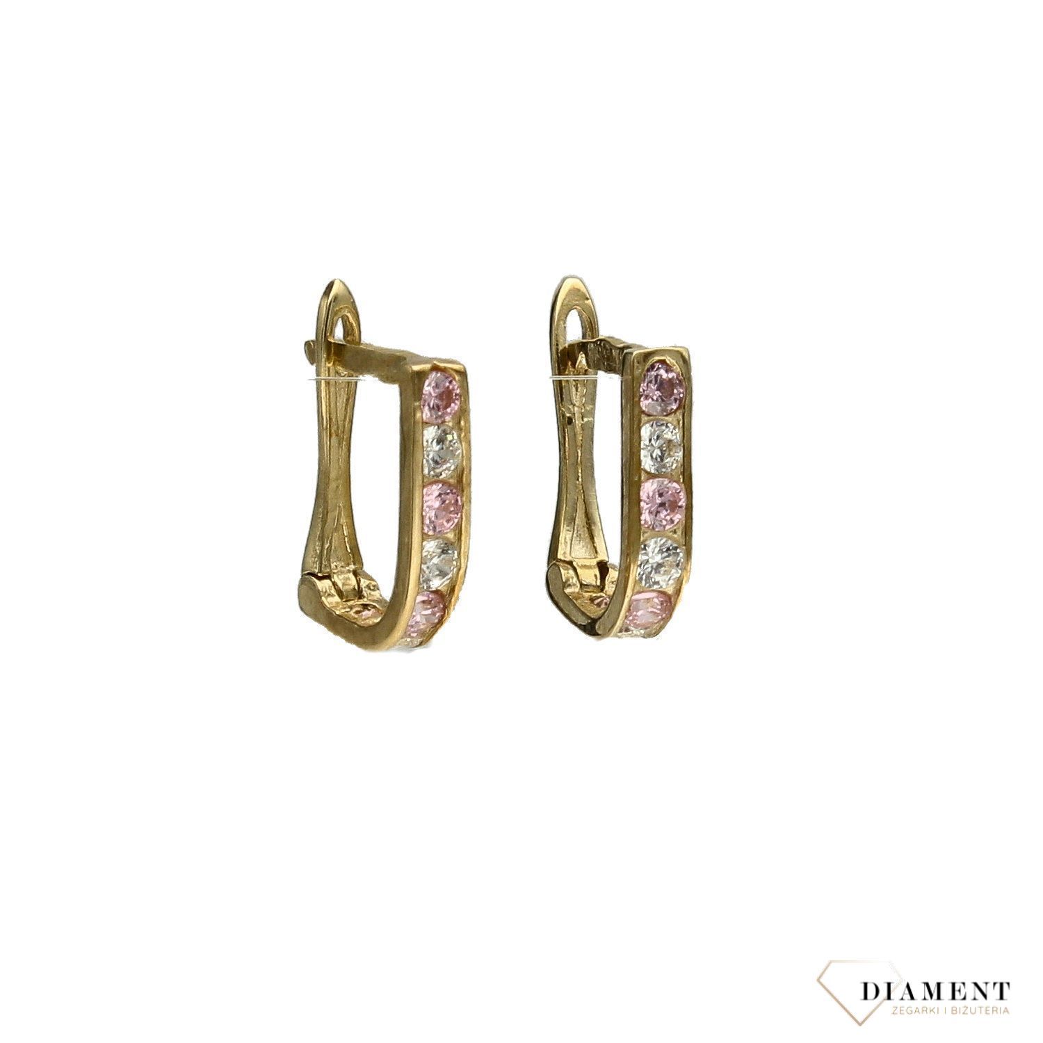 Złote kolczyki dla dziewczynki 333 cyrkonia.jpg