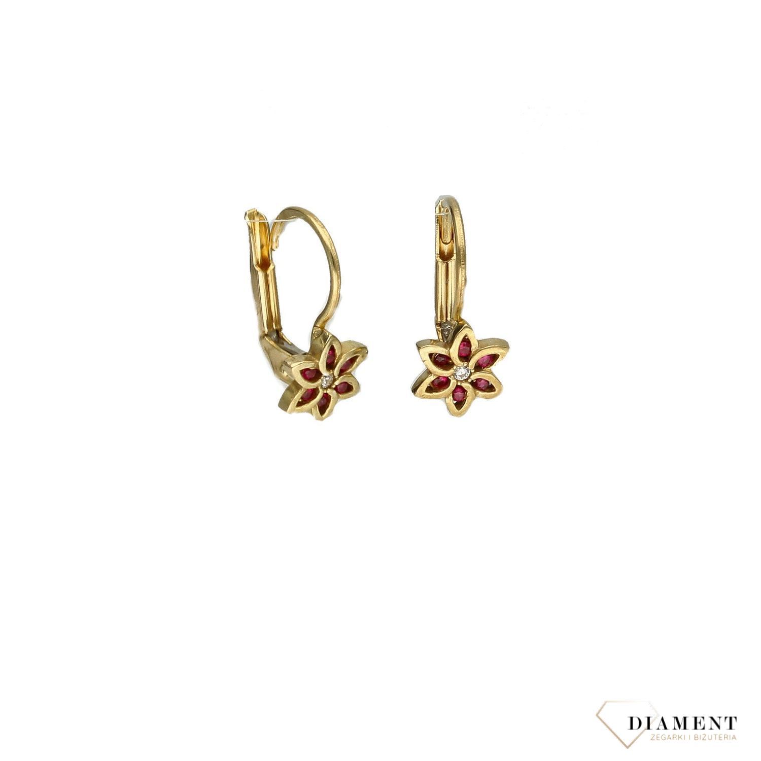 Złote kolczyki 333 kwiatki z cyrkonią..jpg