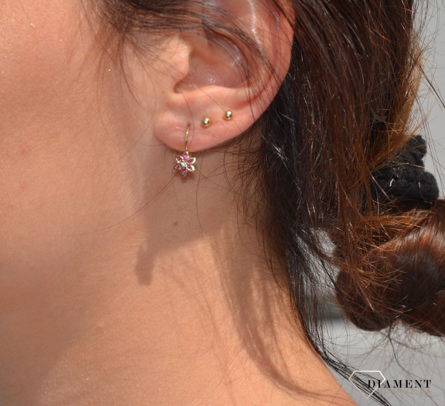 Złote kolczyki 333 kwiatki z cyrkonią..jpg