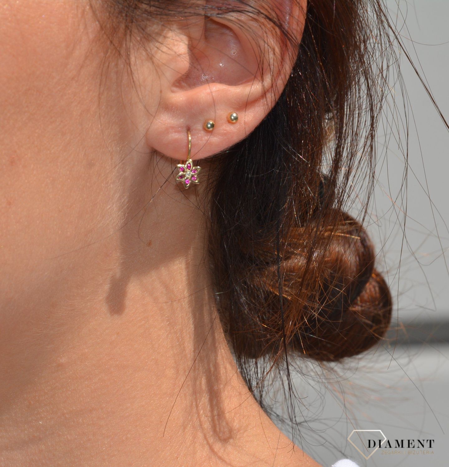 Złote kolczyki 333 kwiatki z cyrkonią..jpg