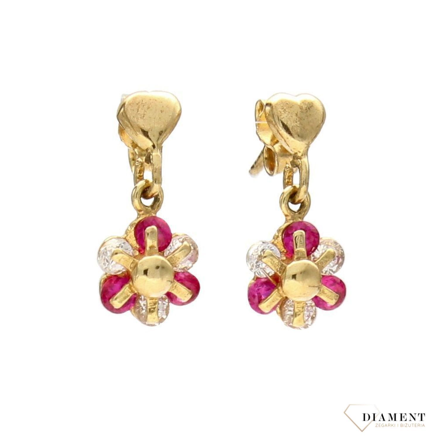 Złote kolczyki 333 kwiatki z cyrkonią.jpg