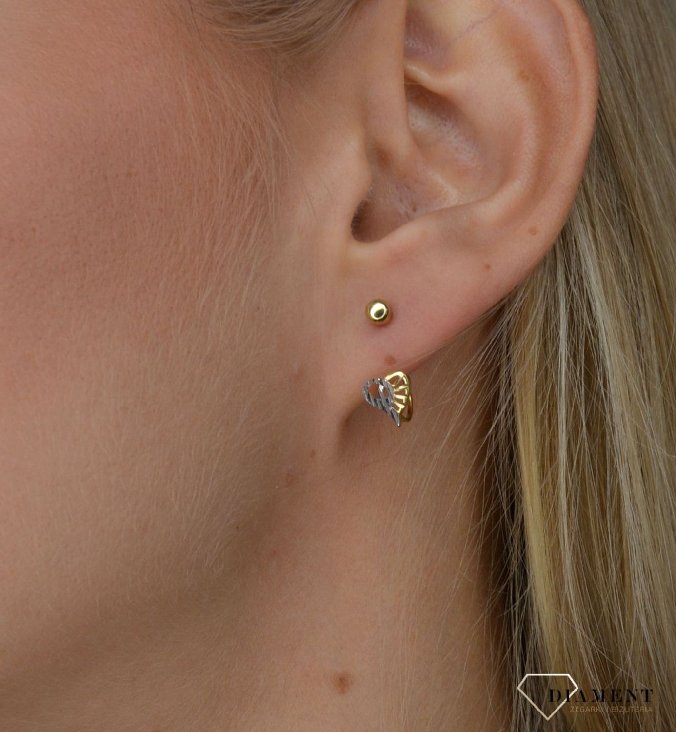 Złote kolczyki 333 wiszące serduszka.jpg