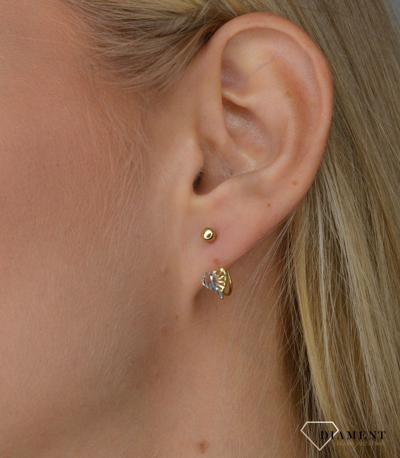 Złote kolczyki 333 wiszące serduszka.jpg