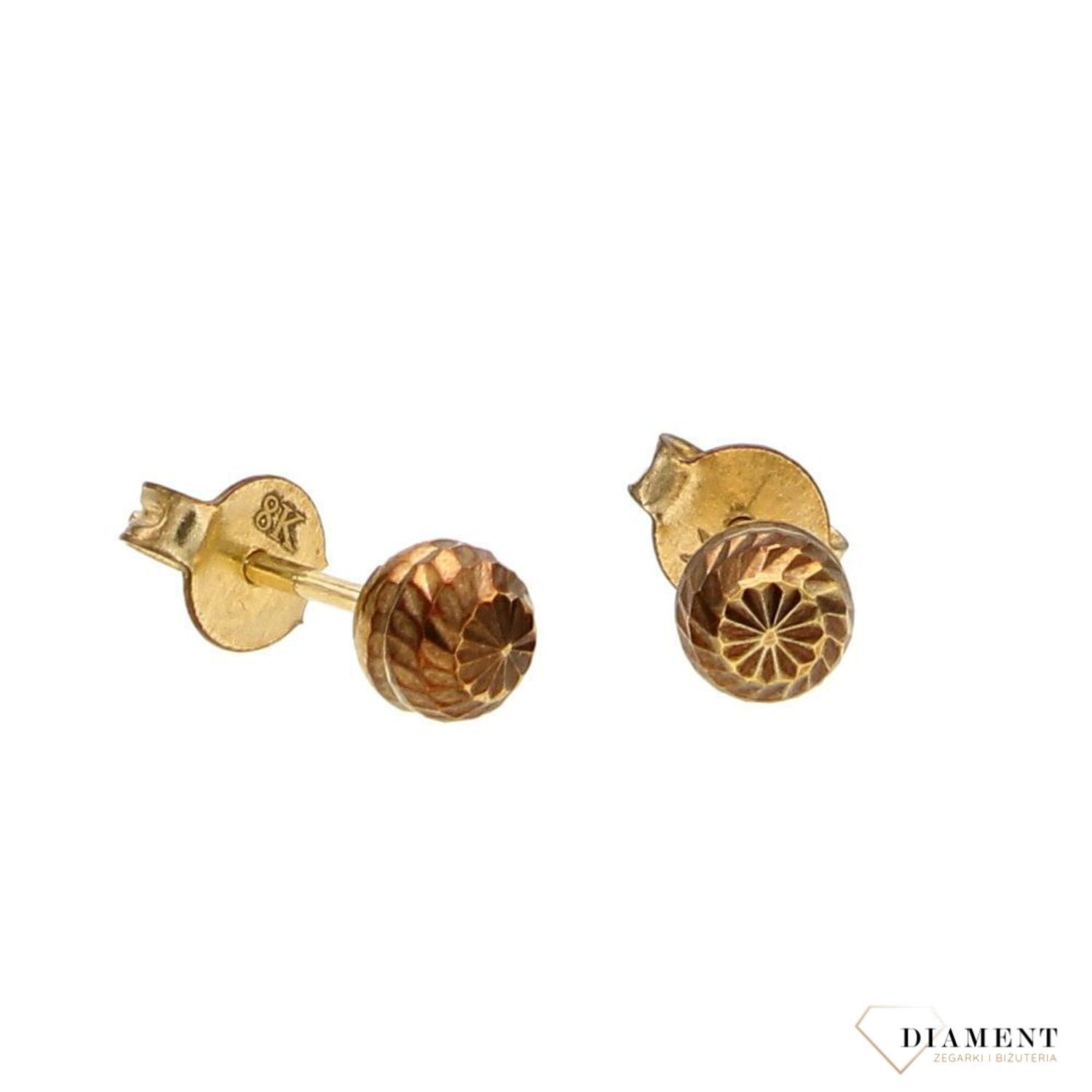 Złote kolczyki 333 Grawerowane Kuleczki.jpg