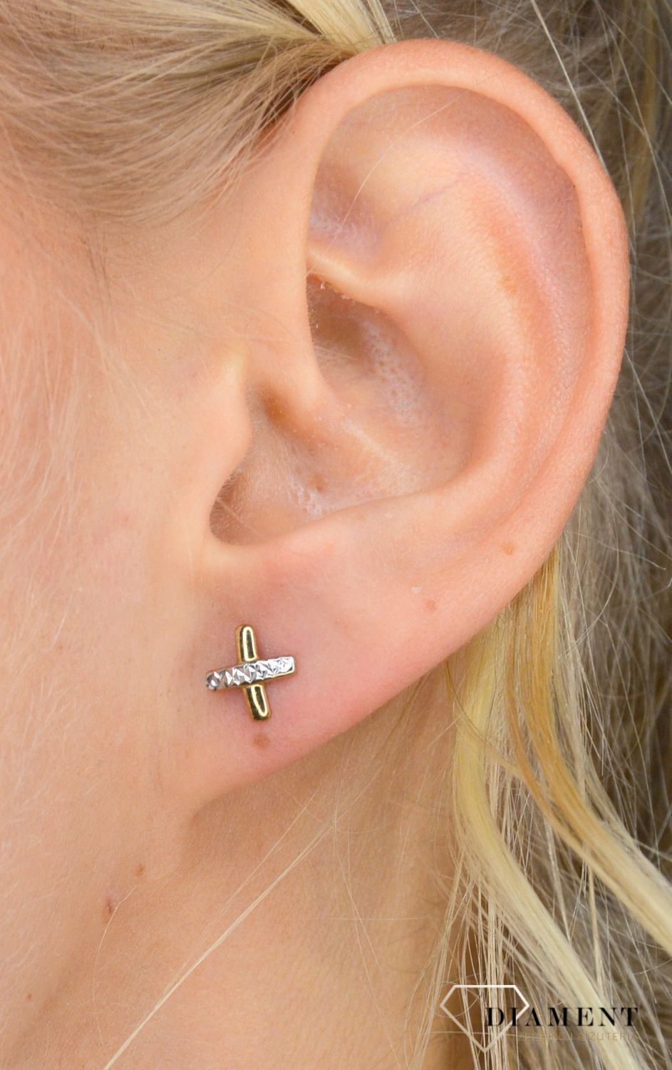 Złote kolczyki 333 znak X.jpg