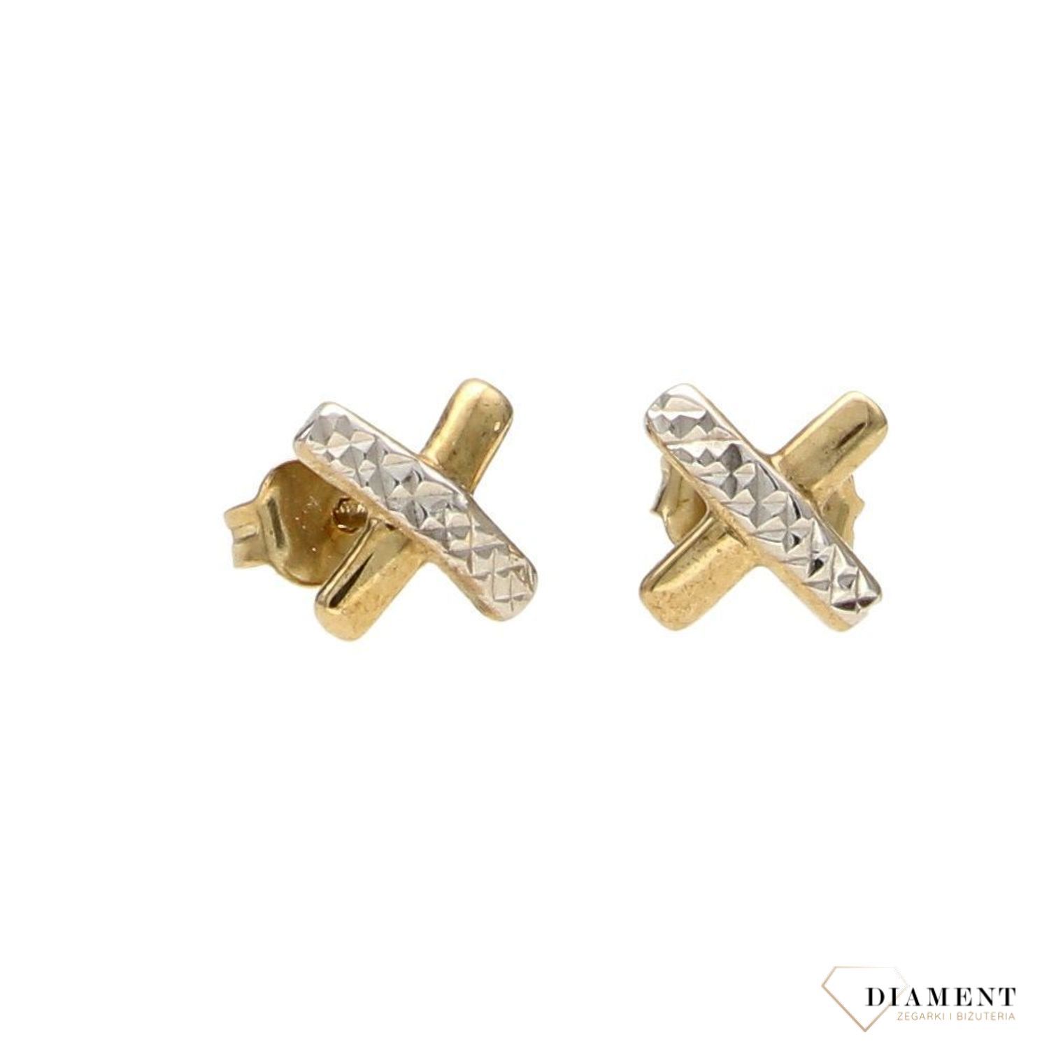 Złote kolczyki 333 znak X.jpg