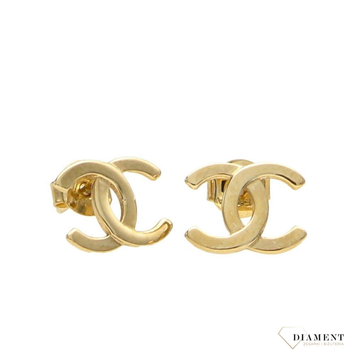 Złote kolczyki 333 modny wzór szanelki.jpg