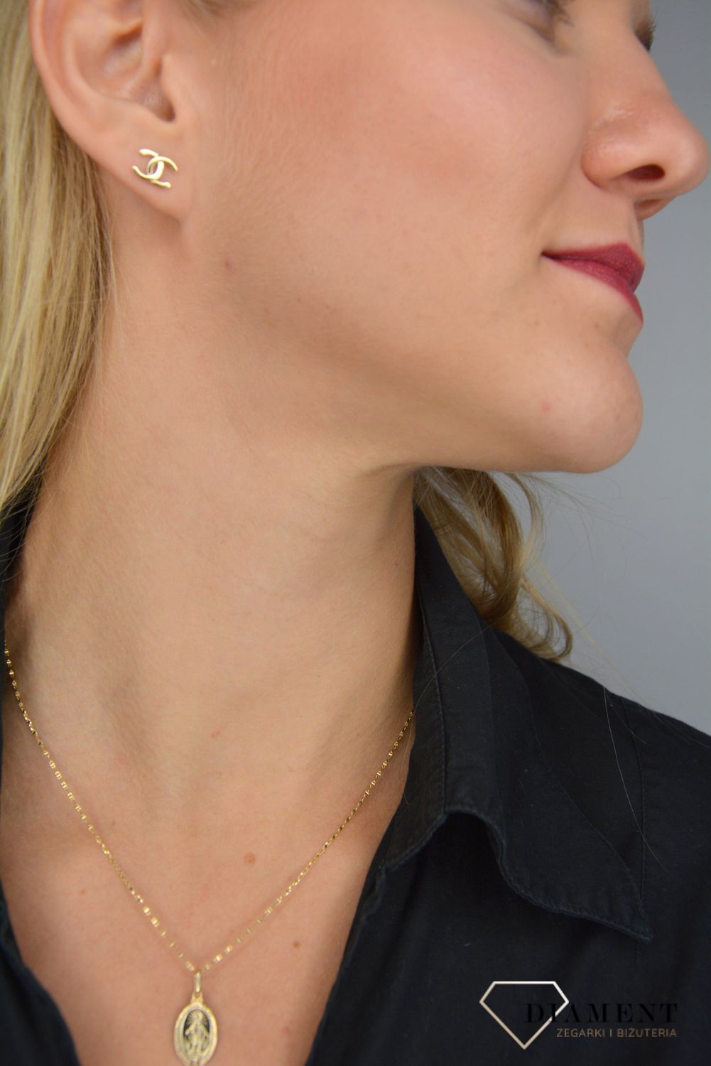 Złote kolczyki 333 modny wzór szanelki.jpg