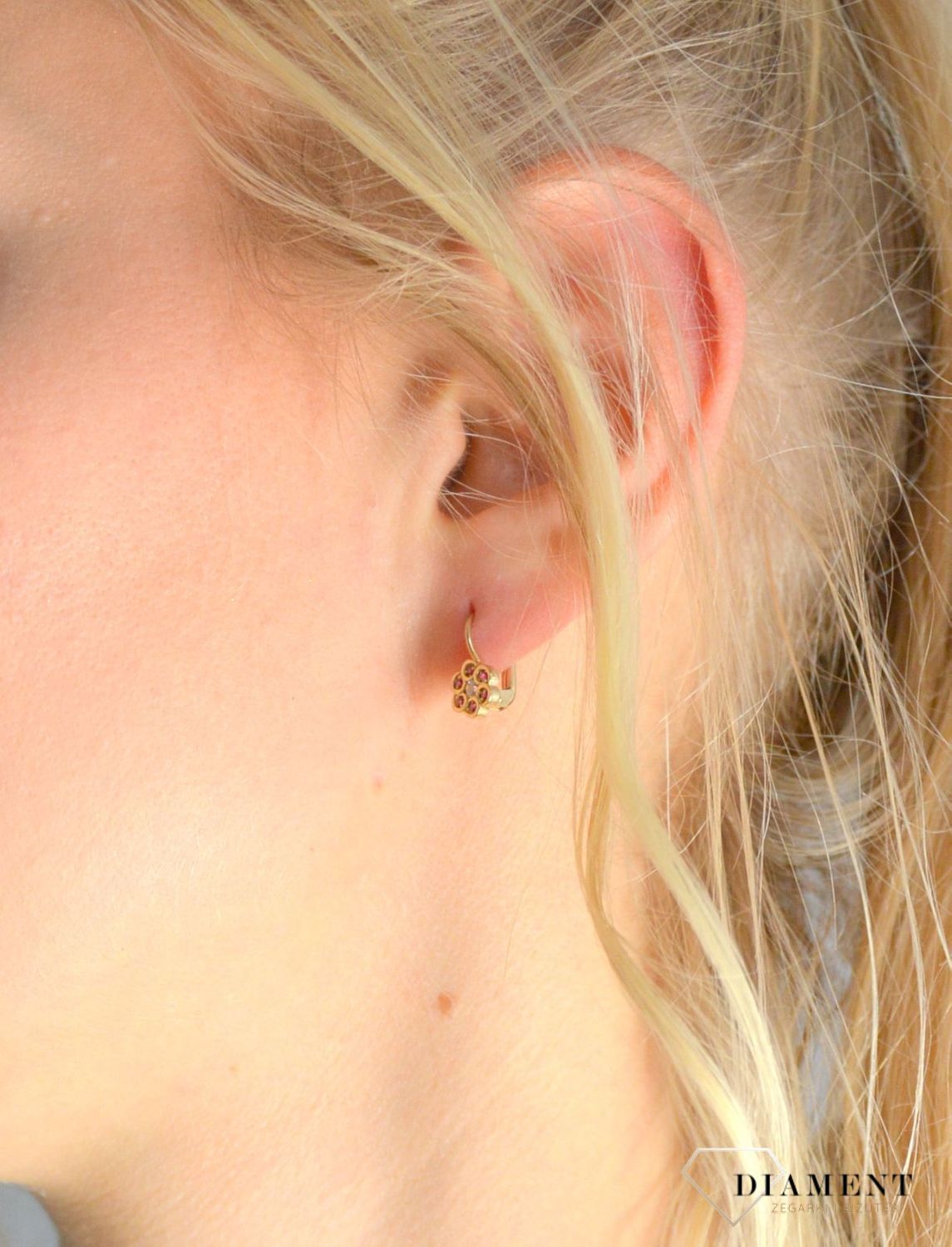 Złote kolczyki dla dziewczynki próba 333 kwiatki z cyrkonii.jpg