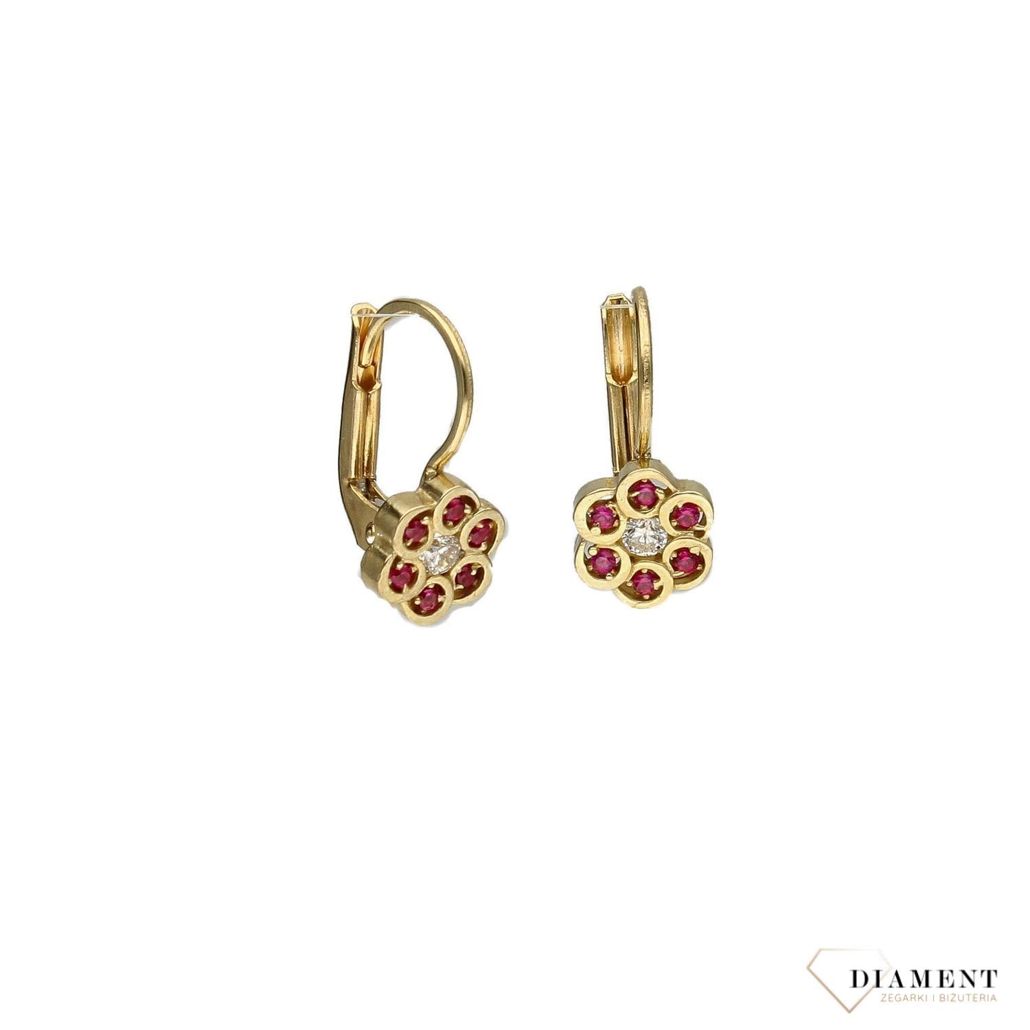 Złote kolczyki dla dziewczynki próba 333 kwiatki z cyrkonii.jpg