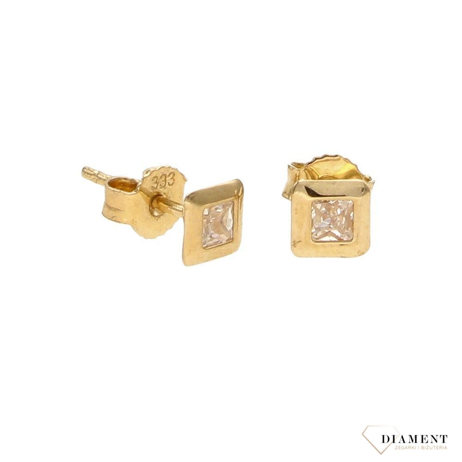 Złote kolczyki 333 cyrkonia kwadrat KLC-000000-679-333.jpg