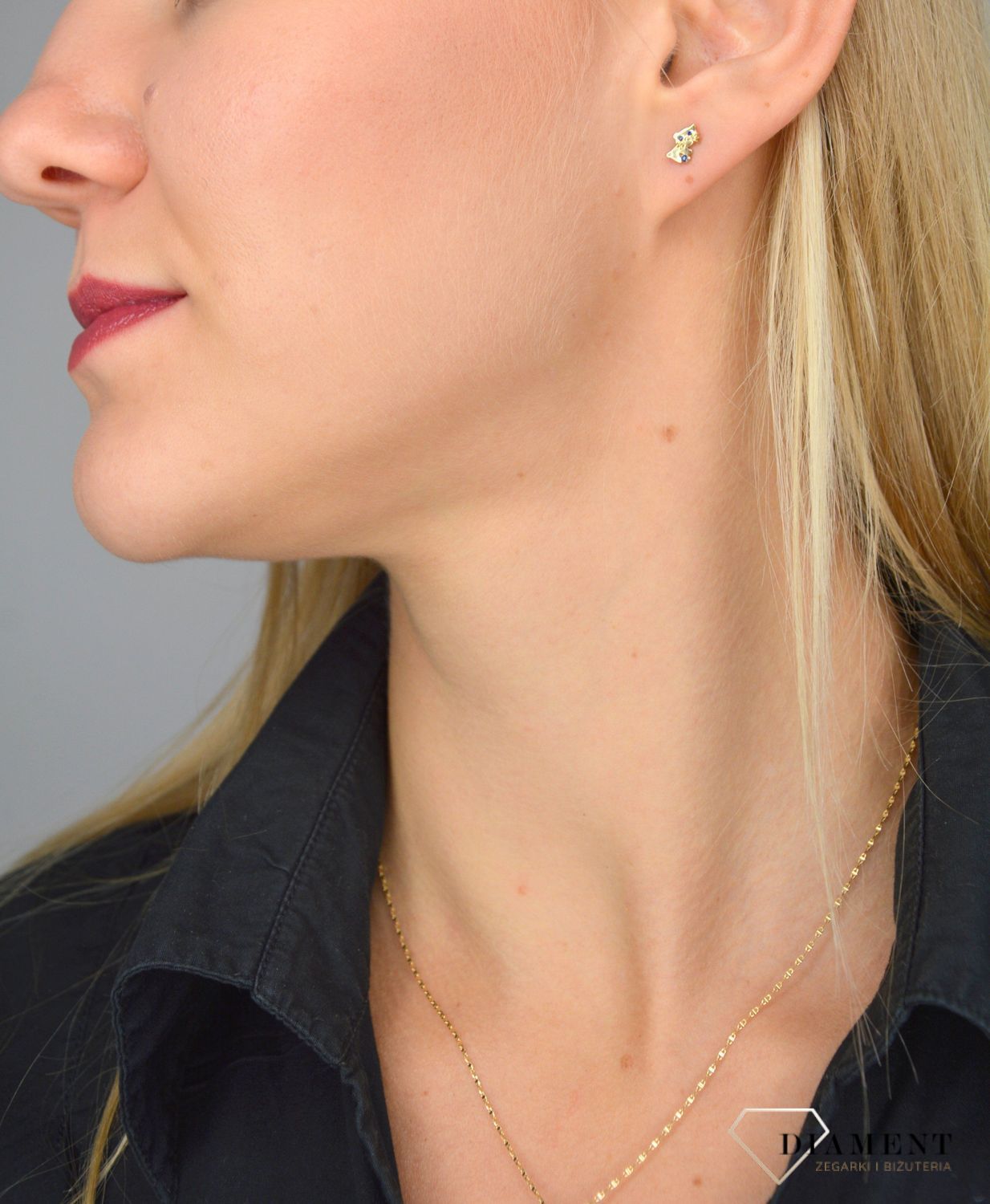 Złote kolczyki dla dziewczynki 333 kotki z cyrkonią.jpg