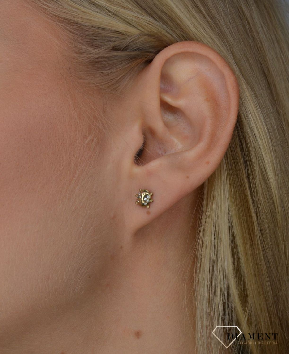 Złote kolczyki 333 biedronki z cyrkonią KLC-000000-689-333.jpg