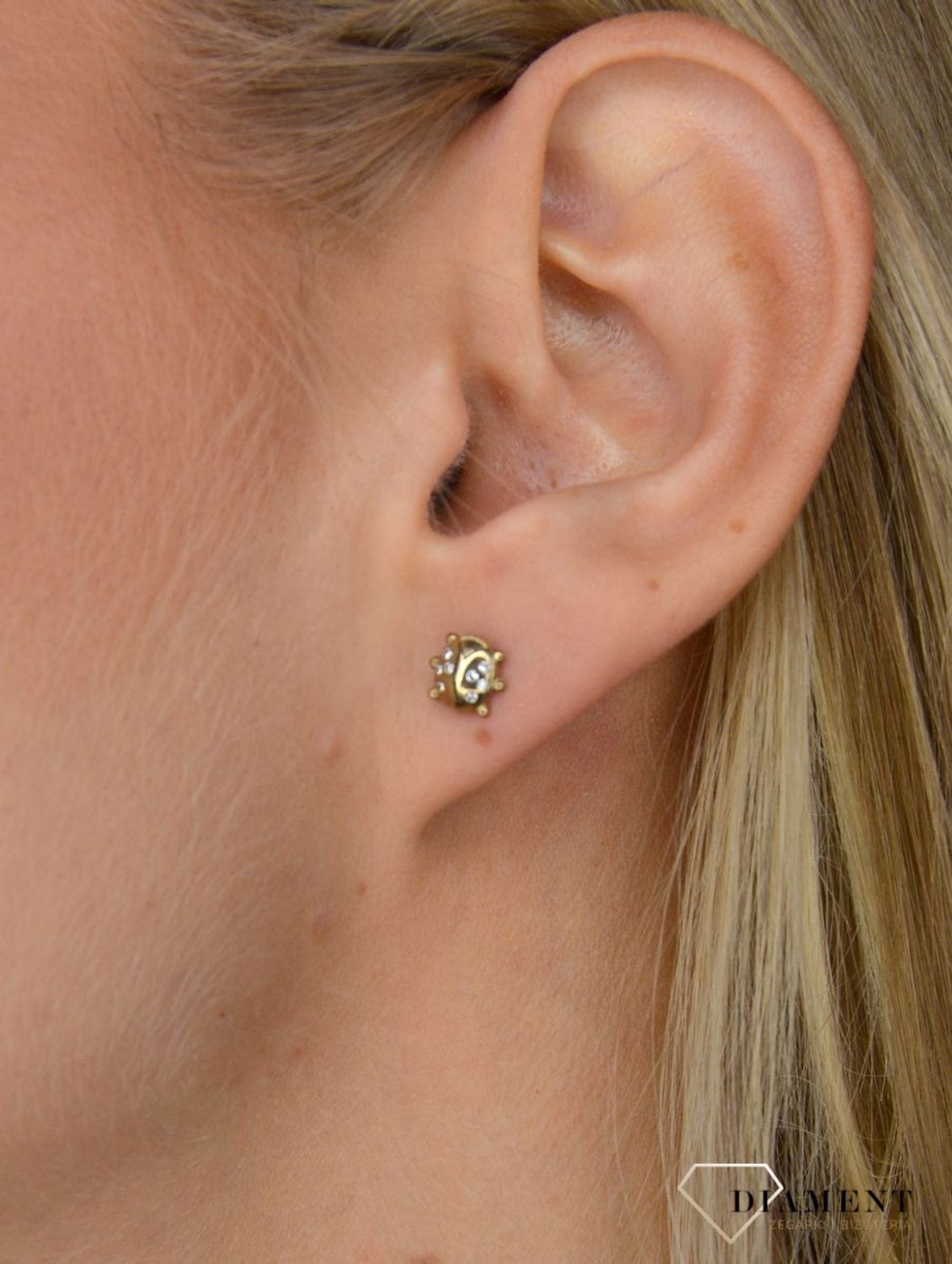 Złote kolczyki 333 biedronki z cyrkonią KLC-000000-689-333.jpg