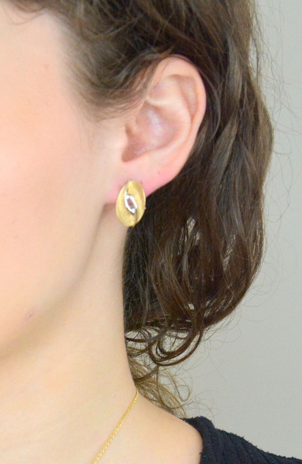 Kolczyki złote owale z białym złotem, próba 585 KLC-000000-774-585. Duże złote kolczyki. Złota biżuteria. Kolczyki wiszące złote. Prezent dla kobiety. Złota biżuteria. Modne kolczyki.1.jpg