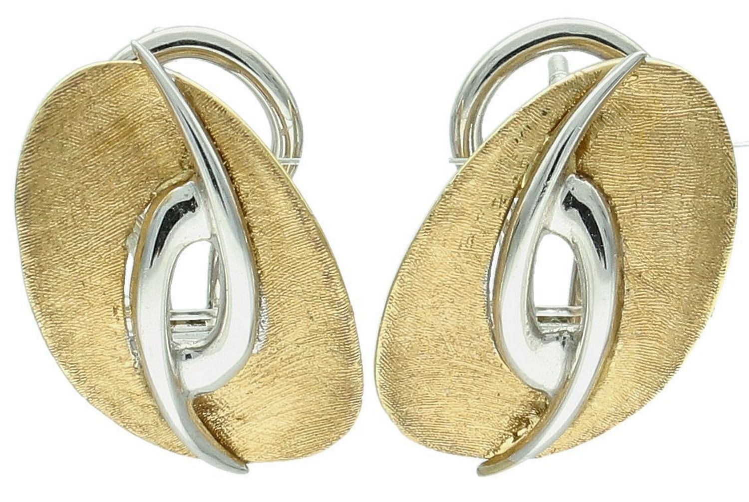 Kolczyki złote owale z białym złotem, próba 585 KLC-000000-774-585. Duże złote kolczyki. Złota biżuteria. Kolczyki wiszące złote. Prezent dla kobiety. Złota biżuteria. Modne kolczyki.1.jpg