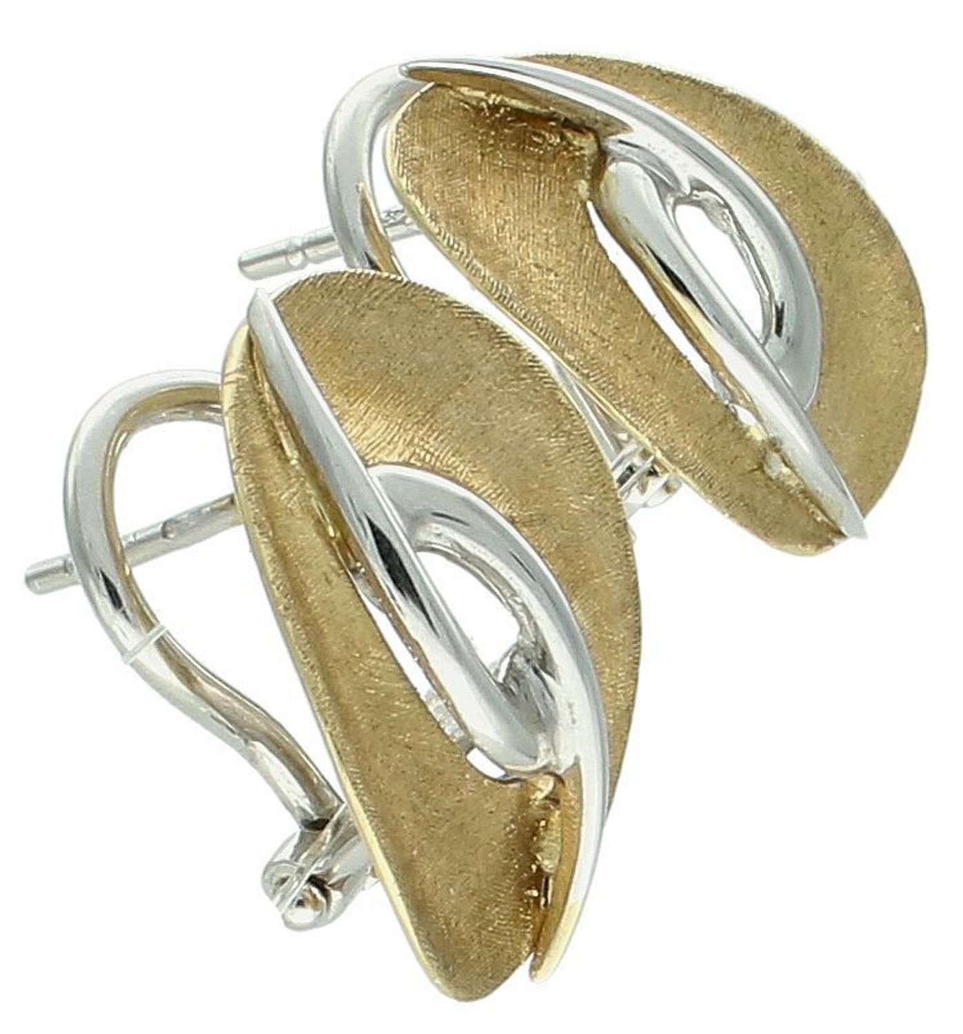 Kolczyki złote owale z białym złotem, próba 585 KLC-000000-774-585. Duże złote kolczyki. Złota biżuteria. Kolczyki wiszące złote. Prezent dla kobiety. Złota biżuteria. Modne kolczyki.1.jpg