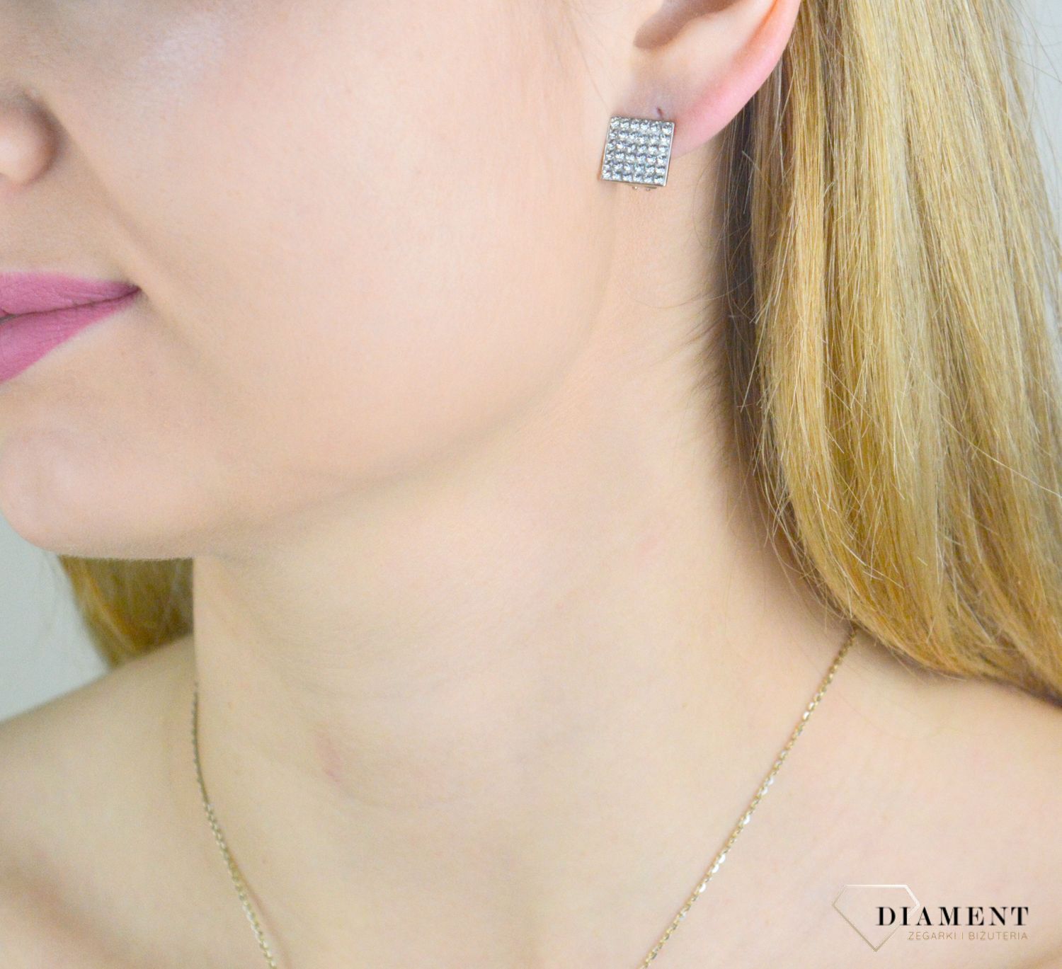 Klipsy kwadratowe z Kryształkami Swarovski Crystal KLFM6C.webp