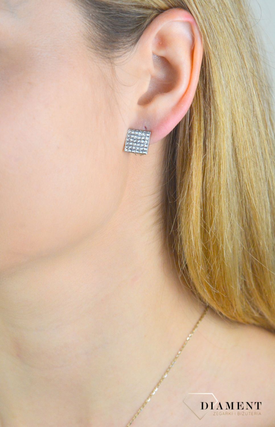 Klipsy kwadratowe z Kryształkami Swarovski Crystal KLFM6C.webp