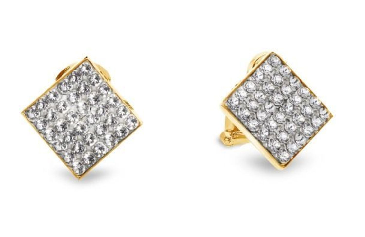 Złote klipsy kwadratowe z Kryształkami Swarovski Kingdom Studs Crystal Gold KLGFMK6C.jpg