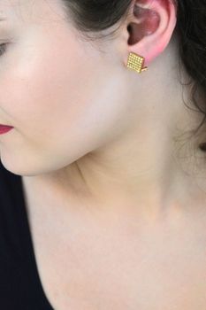 Pozłacane klipsy srebrne 925 Swarovski® Golden Shadow SPARK  Kolczyki klipsy (1).jpg