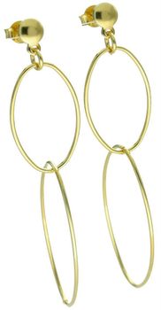 Kolczyki Damskie Srebrne Pozłacane KM20208Z – Długie Owalne Dwa Kółka, Zapięcie na Sztyft.jpg