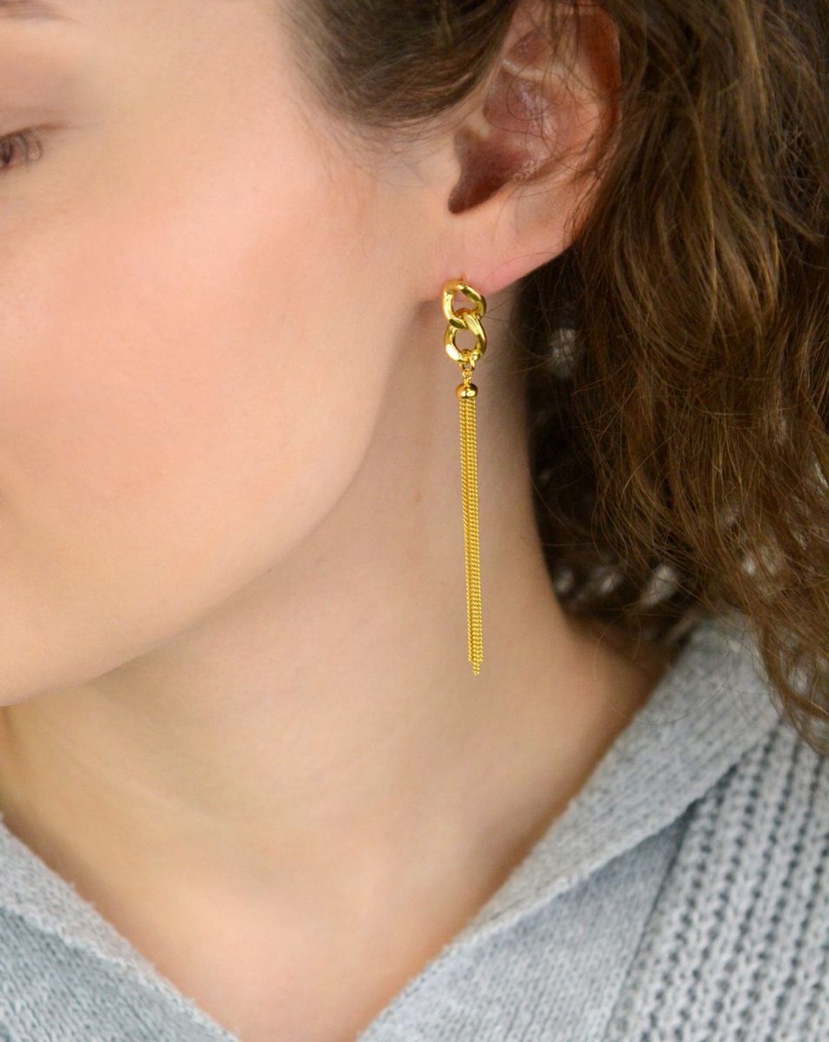 Kolczyki Damskie Srebrne KM27267Z – Długie Wiszące Łańcuszki, Zapięcie na Sztyft.jpg