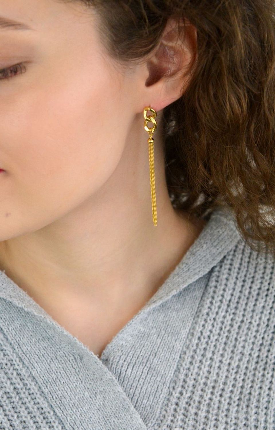 Kolczyki Damskie Srebrne KM27267Z – Długie Wiszące Łańcuszki, Zapięcie na Sztyft.jpg