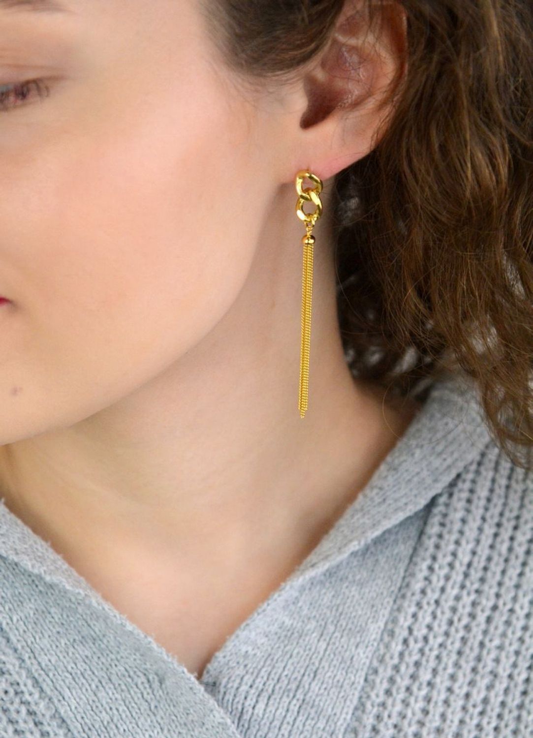 Kolczyki Damskie Srebrne KM27267Z – Długie Wiszące Łańcuszki, Zapięcie na Sztyft.jpg