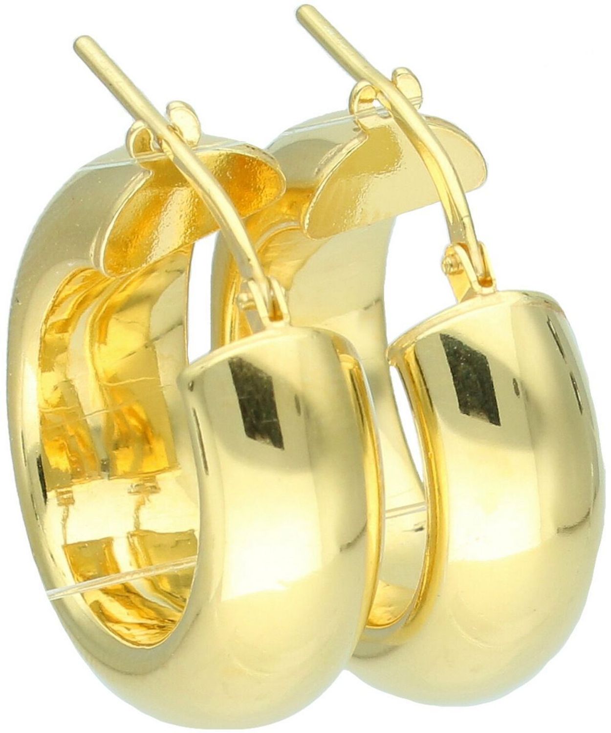 Kolczyki damskie KM2788615Z ze srebra próby 925, pozłacane, w szerokim kształcie koła. Szerokość 7 mm, długość 2,3 cm, zapięcie kreol zatrzaskowe – elegancka biżuteria na każdą okazję.1.jpg