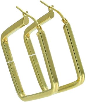 Kolczyki damskie KM28341-3Z ze srebra próby 925, pozłacane, w nowoczesnym geometrycznym kształcie kwadratów. Długość 3,7 cm, szerokość 2 mm, zapięcie kreol – elegancka i modna biżuteria.1.jpg