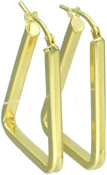 Kolczyki damskie KM28344-2Z ze srebra próby 925, pozłacane, w nowoczesnym geometrycznym kształcie trójkątów. Długość 3,0 cm, szerokość 2 mm, zapięcie kreol zatrzaskowe – elegancka biżuteria.2.jpg