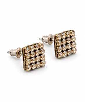 Kolczyki srebrne kwadraty z kryształami Swarovski Golden Shadow 925 – 1 cm Ag..jpg