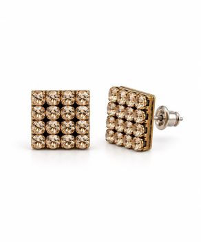 Kolczyki srebrne kwadraty z kryształami Swarovski Golden Shadow 925 – 1 cm fashion.jpg