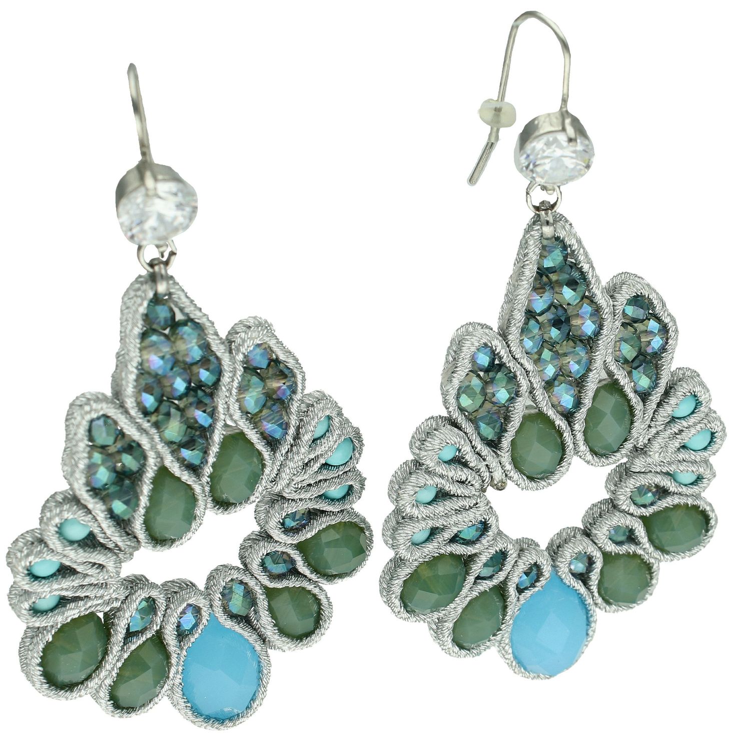 Kolczyki damskie By Dziubeka wiszące haftowane Kwiaty KMS0082.jpg