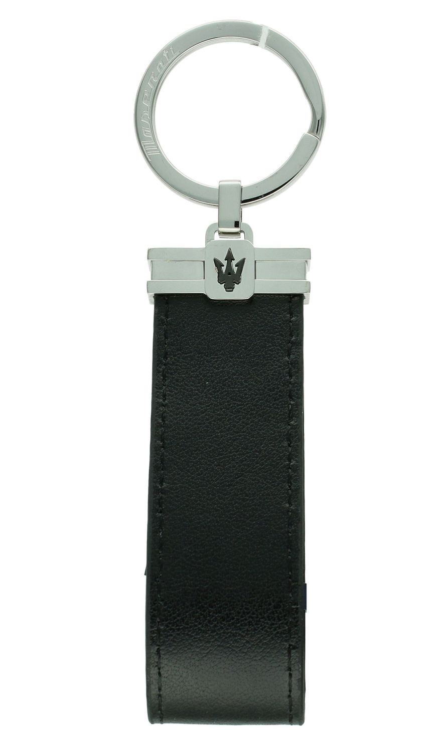 Brelok stalowy Maserati czarna skóra KMU2230102.jpg